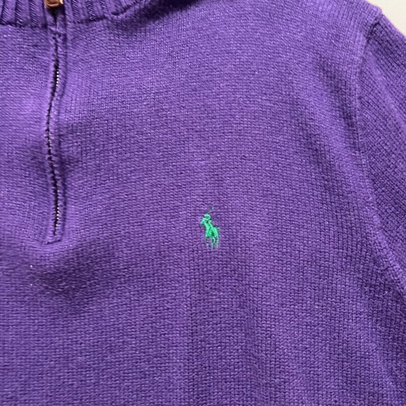 Polo Ralph Lauren Sweater 1/4 Zip Pullover Preppy Purple Men's size XLT Tall - Picture 5 of 7